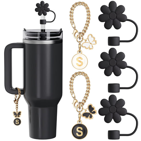 Letter Butterfly Flower Dust-proof Straw Cap for tumbler, Tumbler Set Accessories